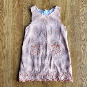 Oshkosh Orange and White Gingham Dress with Embroidery